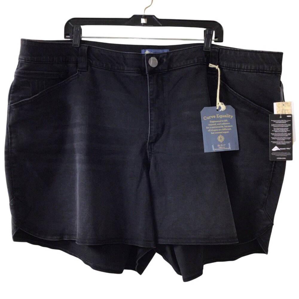 NWT Democracy Shorts Women’s 24W Black Jean Denim Ab Solution Skyrise Stretch